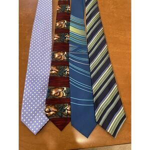 JZ RICHARDS Monsieur Givenchy Silk Tie Lot Geoffrey Bush 4 ties flowers polka